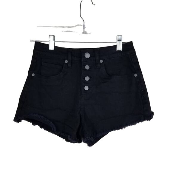 BLANKNYC The Borrow Vintage High Rise Button Fly Black Denim Shorts 26 - Picture 1 of 5